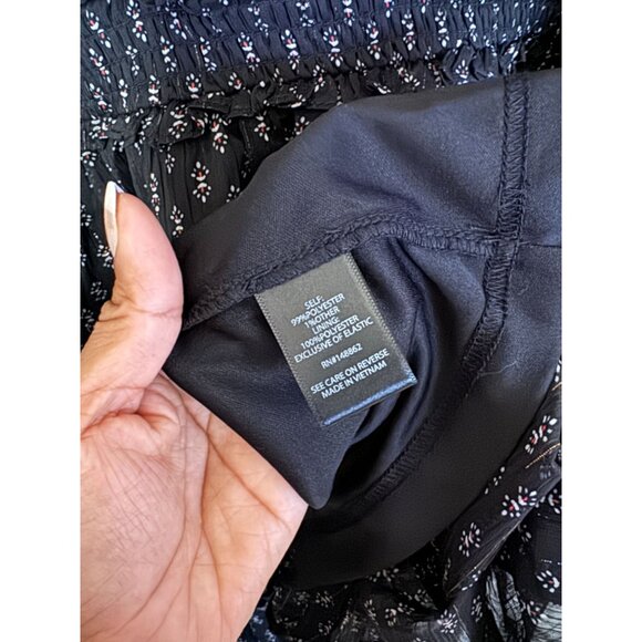 NEW Mini Lurex Chiffon Tiered Dress tiered skirt floral print plus size 3 black - Picture 6 of 8